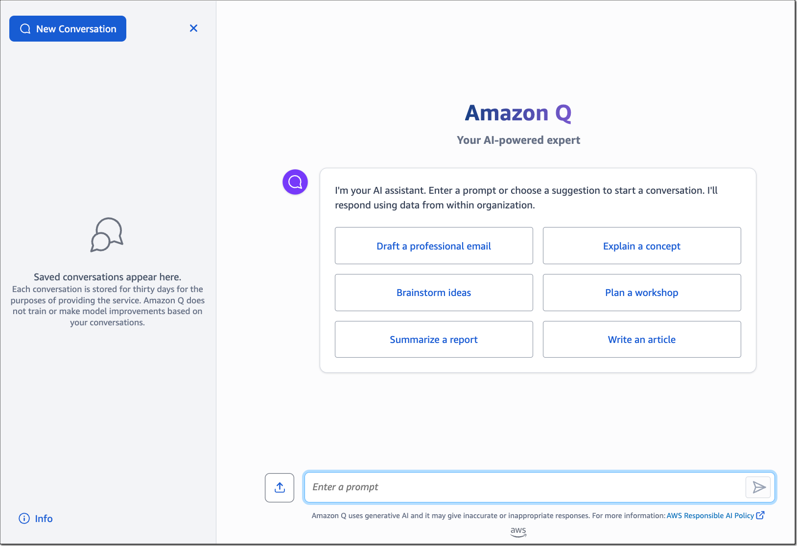 Amazon Q User interface
